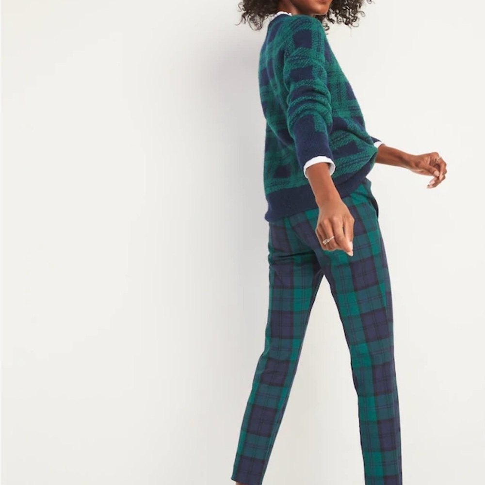 OLD NAVY Plaid Green Navy Sweater Pants set XL/12